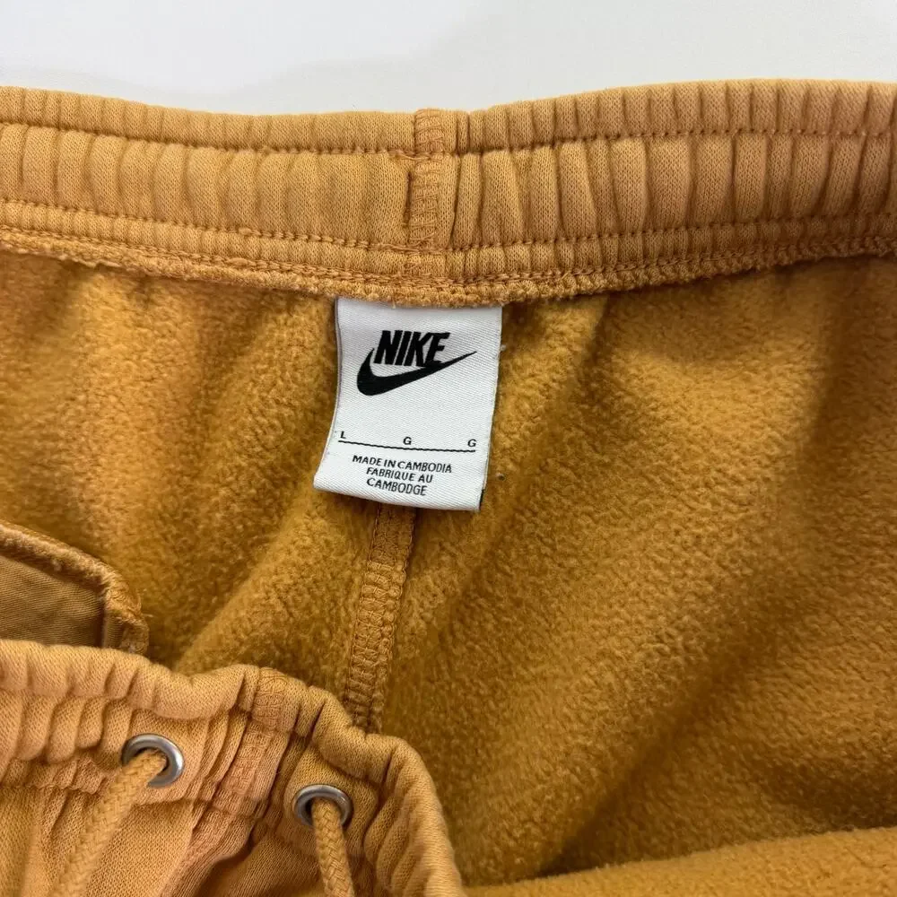 Nike Club Sportswear Mens Large Sweatpants Orange Fleece Joggers Flax fn3094-224